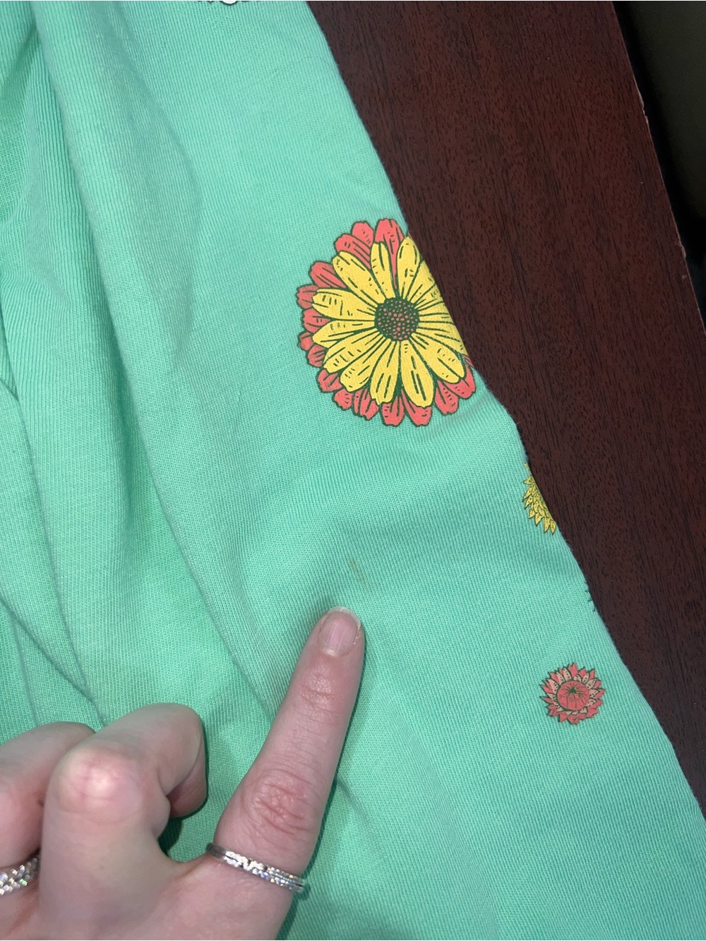 Life Is Good Mint Green Long Sleeve Tee with Floral Embroidery - Picture 3 of 4